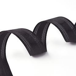 Черный Полиэфирная атласная лента с одним лицом, с текстурным краем, чёрные, 5/8 дюйм (15 мм), около 50 ярдов / рулон (45.72 м / рулон)