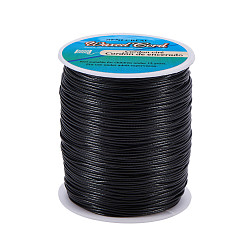 Black BENECREAT Waxed Polyester Cord, Black, 1mm, about 200yards/roll(600 feet/roll)