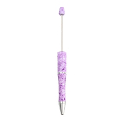 Lilac Valentine's Day Theme Heart Pattern Plastic with Iron Ball-Point Pen, Beadable Pen, for DIY Personalized Pen with Jewelry Beads, Lilac, 147x11.5mm