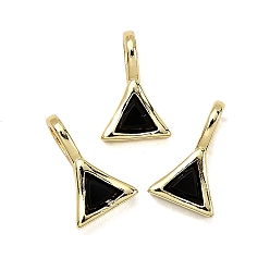 Черный Треугольник латуни микро проложить кубических прелести диоксида циркония, стойки покрытие, долговечный, без кадмия и без свинца, золотые, чёрные, 11.5x7.5x4.5 мм, отверстие : 4x2.5 мм