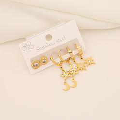 8# Stainless Steel Eye Earrings Set Butterfly Heart Studs Chic Jewelry E453