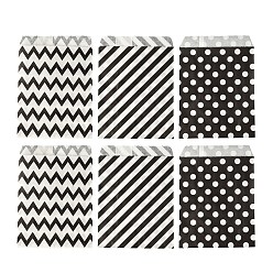 Paper 120Pcs 3 Patterns Kraft Paper Bags, No Handles, for Food Storage Bags, with Polka Dot/Stripe/Wave Pattern, 40pcs/pattern