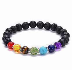 Volcanic stone bracelet Rainbow Lava Stone Yoga Beaded Bracelet - Premium Quality Gemstone Jewelry