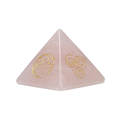 Розовый Кварц Натуральный розовый кварц оргонитовая пирамида украшения дисплея, с символом, фигурка для украшения дома, энергетический камень рейки для исцеления, 29.5x29.5x24 мм
