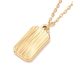 Golden Ion Plating(IP) 304 Stainless Steel Rectangle Rectangle Pendant Necklace with Cable Chains for Men Women, Golden, 17.60 inch(44.7cm)