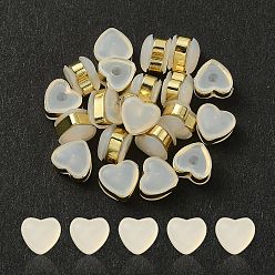 Golden Silicone Ear Nuts, Brass Belt Earring Backs, Heart, Golden, 6x6.5x4.5mm, Hole: 0.8mm