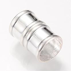 Silver Brass Magnetic Clasps with Glue-in Ends, Column, Silver Color Plated, 20x14x14mm, Half Hole: 12mm