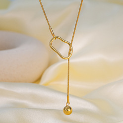 Золотой 304 Круглые колье-лариаты из нержавеющей стали с шариковым застежкой для женщин, золотые, 17.72 дюйм (45 см)