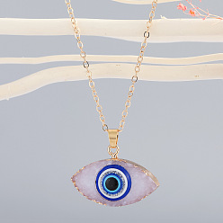 white Colorful Evil Eye Necklace with Minimalist Resin Pendant