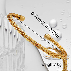 Золотой Латунь манжеты браслеты, браслеты в форме пшеницы для женщин, внутренний диаметр: 2-3/8 дюйм (6 см) ~ 3-1/8 дюйм (8 см)