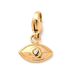 Кристалл Глаз 304 подвеска из нержавеющей стали со стразами, с застежкой омар коготь, реальный 14 k позолоченный, ионное покрытие (ip), кристалл, 19 мм