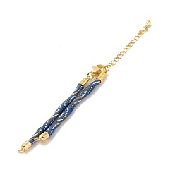 Steel Blue Nylon Cord Bracelets, for Connector Charm Bracelet Making, with Rack Plating Golden Lobster Claw Clasps & Chain Extenders, Long-Lasting Plated, Cadmium Free & Lead Free, Steel Blue, 5-3/4~6x1/8x1/8 inch(14.7~15.2x0.3cm)