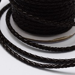 Coconut Brown Round Braided Cowhide Cords, Coconut Brown, 3mm, about 10.93 yards(10m)/roll