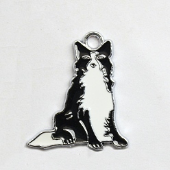 Черный Подвески из эмали и сплава, собачий шарм, чёрные, 28x23 мм