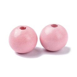 Pink Wood Large Hole European Beads, Round, Pink, 19~20x18mm, Hole: 4.2mm