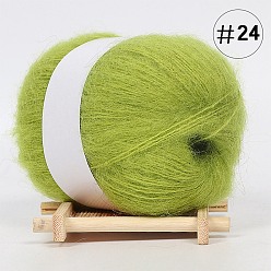 Yellow Green 25g Angora Mohair Wool & Acrylic Fiber Knitting Yarn, for Shawl Scarf Doll Crochet Supplies, Round, Yellow Green, 1mm
