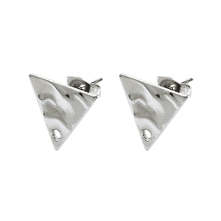 Triangle 304 Stainless Steel Stud Earring Findings, Triangle, 12x13.5mm, Hole: 1.4mm, Pin: 10.5x0.5mm