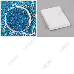 Морской Синий Аксессуары для орнаментов, пластиковые пайетки / блестки из пвх, плоско-круглые, Marine Blue, 7x0.3~1 мм, отверстие : 1 мм, около 40 г / набор