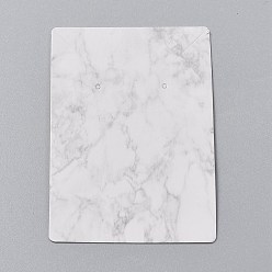 Others Cardboard Jewelry Display Cards, for Hanging Earring & Necklace Display, Rectangle, White, Marble Pattern, 9x6x0.05cm, Hole: 0.2cm, 100pcs/bag