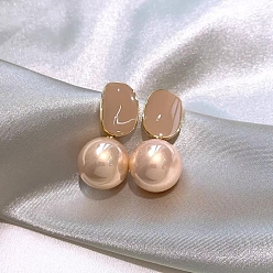 Golden Alloy Resin Rectangle Studs Earrings, with 925 Sterling Silver Pins, Golden, 50x50mm