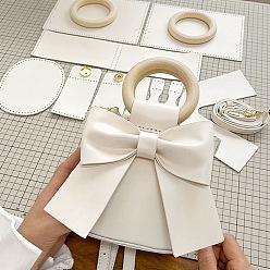 Белый Наборы для изготовления женских сумок через плечо из искусственной кожи с бантом своими руками, Комплект сумки-сумки крючком для начинающих., белые, 14x14x7 см