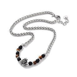Mixed Stone Natural Mixed  Gemstone with 201 Stainless Steel Necklaces, 20.67 inch(52.5cm)