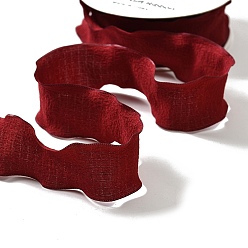 Dark Red Polyester Ruffled Ribbon, Pleated Ribbon, for Gift Wrapping, Bow Tie Making, Dark Red, 1 inch(25mm), about 9.84 Yards(9m)/Roll