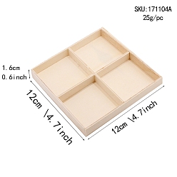 Papaya Látigo Cajas de almacenamiento de madera, con 4 componentes, plaza, PapayaWhip, 13x13x1.6 cm