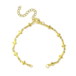 Golden 304 Stainless Steel Cross Link Chains Bracelet Making, with Lobster Claw Clasp & Chain Extender, Fit For Connector Charms, Golden, 6-3/4 inch(17.3cm)