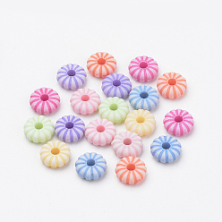 Mixed Color Craft Style Acrylic Beads, Flat Round/Pumpkin, Mixed Color, 8.5x2mm, Hole: 2mm, about 2600pcs/500g