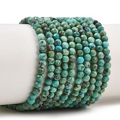 HuBei Turquoise Natural HuBei Turquoise Beads Strands, Faceted, Round, 3mm, Hole: 0.5mm, about 125pcs/strand, 15.16''(38.5cm)