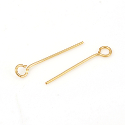 Golden 304 Stainless Steel Eye Pins, Golden, 18mm, Hole: 2mm, Pin: 0.6mm