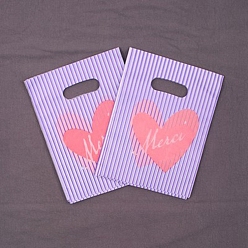 Heart 100Pcs Rectangle Plastic Jewelry Gift Bags with Handle Hole, for Retail Stores, Heart, 20x15cm