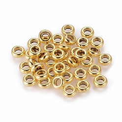 Antique Golden Alloy Spacers Beads, Rondelle, Lead Free and Cadmium Free, Donut, Antique Golden, 7x3mm,Hole:4mm