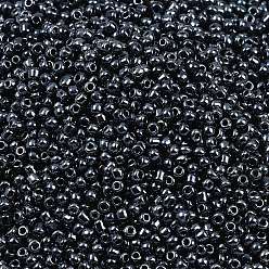Черный 12/0 стакан бисер, металлических цветов, чёрные, 2 мм, отверстие : 1 мм, Около 6666 шт / 100 г