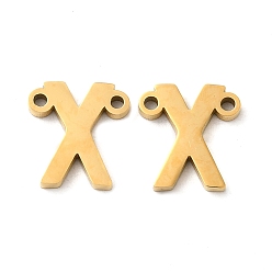 Letter X Ion Plating(IP) 304 Stainless Steel Connector Charms, Letter, Letter X, 10x9x1.5mm, Hole: 1.2mm