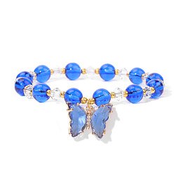 FD11052-19cm Glass bracelet with butterfly pendant - minimalist design, elegant accessory.