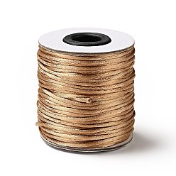 BurlyWood Nylon Cord, Satin Rattail Cord, for Beading Jewelry Making, Chinese Knotting, BurlyWood, 2mm, about 50yards/roll(150 feet/roll)