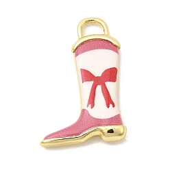 Bowknot Латунные подвески с принтом, подвески для обуви/ботинок, долговечный, реальный 18 k позолоченный, бантом, 23x14.5x3 мм, отверстие : 3x2 мм