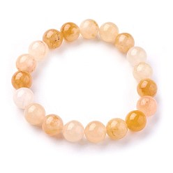 Jade Topazee Bracelets extensibles de perles de jade topaze naturelle, ronde, 2-1/4 pouces ~ 2-3/8 pouces (5.7~6 cm), perles: 10~10.5 mm