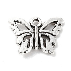 Antique Silver Tibetan Style Alloy Charms, Butterfly Charm, Antique Silver, 10.5x15x2.5mm, Hole: 1.2mm, about 649pcs/500g