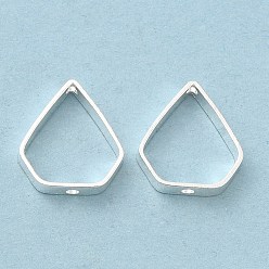 925 Sterling Silver Plated Brass Bead Frame, Cadmium Free & Lead Free, Triangle, 925 Sterling Silver Plated, 10x9x2mm, Hole: 0.7mm