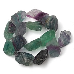 Fluorite Raw Rough Natural Fluorite Beads Strands, Nuggets, 13~36x10.5~30.5x7~21mm, Hole: 0.9mm, about 14~16pcs/strand, 14.84~15.55''(37.7~39.5cm)