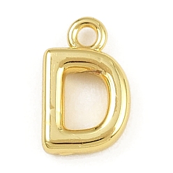 Letter D Латунь прелести, стойки покрытие, долговечный, без кадмия и без свинца, реальный 18 k позолоченный, Буква D, 9x6x2 мм, отверстие : 1.2 мм