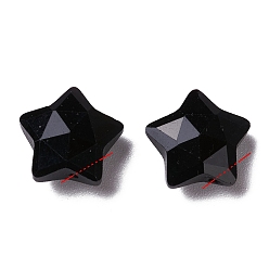 Obsidian Natural Obsidian Charms, Star, Faceted, 13~13.5x14~14.5x6~6.5mm, Hole: 0.8mm