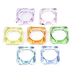 Mixed Color Transparent Acrylic Finger Rings, Square, Mixed Color, US Size 7 1/2(17.7mm)