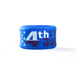 Royal Blue 4th of July Independence Day Theme Silicone Wide Band Rings for Men Women, Word, Royal Blue, US Size 7, 12mm, Inner Diameter: 17.3mm