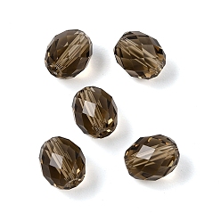 Coconut Brown K9 Glass Beads, Glass Imitation Austrian Crystal Beads, Oval, Faceted, Coconut Brown, 10x8mm, Hole: 1.2~1.4mm