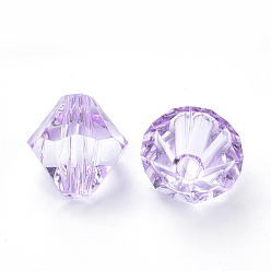 Lilac Transparent Acrylic Beads, Bicone, Lilac, 6x5.5mm, Hole: 1.5mm, about 6120pcs/500g