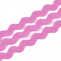 Ярко-Розовый Ленты из полипропиленового волокна, форма волны, ярко-розовый, 7~8 мм, 15 двор / пачка, 6 расслоения / мешок